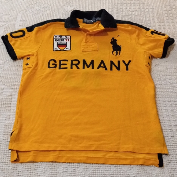 Polo by Ralph Lauren Germany Yellow Shirt with Black Details Custom Fit SZ.M